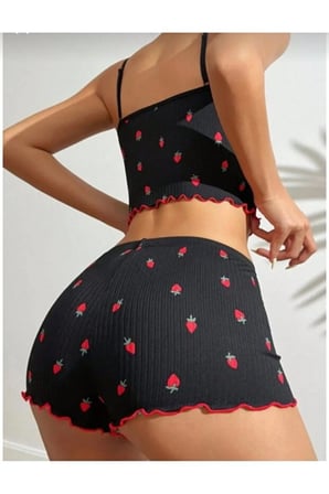 Kadın Penye İp Askılı Şortlu İnce Gecelik Pijama Takımı