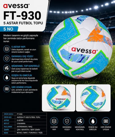 Delux Serisi Hobi Açık Şah FT-930 Futbol Topu 5 Astar