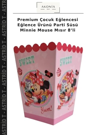 Premium Çocuk Eğlencesi Eğlence Ürünü Parti Süsü Minnie Mouse Mısır 8’li