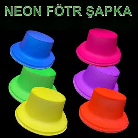 Premium Trend Parça Kostüm Parçası Dans Aksesuarı Neon Partisi Pembe Renk Plastik Fötr Şapka