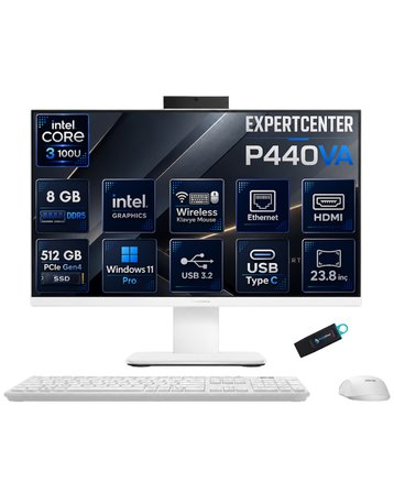 ASUS ExpertCenter P440VA Intel Core 3 100U 8 GB DDR5 512 GB SSD 23.8'' Full HD Windows 11 Pro All-in-One Bilgisayar P440VA-KC38512W0DRNP01