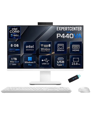 ASUS ExpertCenter P440VA Intel Core 3 100U 8 GB DDR5 1 TB SSD 23.8'' Full HD Windows 11 Pro All-in-One Bilgisayar P440VA-KC38512W0DRNP02