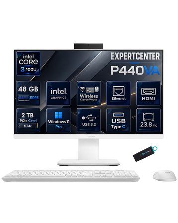 ASUS ExpertCenter P440VA Intel Core 3 100U 48 GB DDR5 2 TB SSD 23.8'' Full HD Windows 11 Pro All-in-One Bilgisayar P440VA-KC38512W0DRNP23