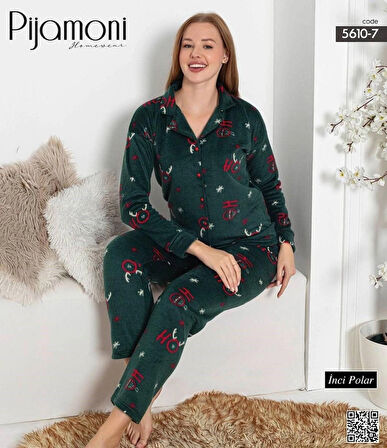 Pijamoni İNCİ POLAR DÜĞMELİ PİJAMA TAKIMI