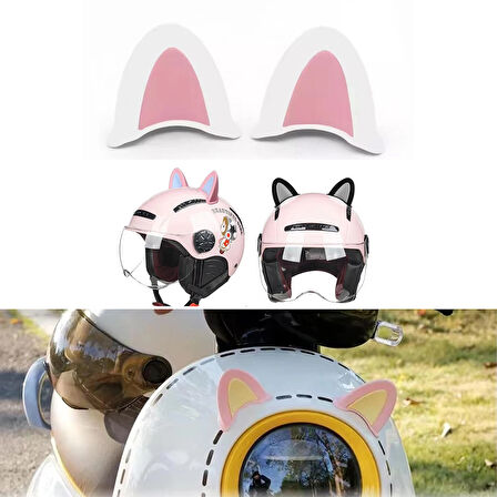 Microcase Motosiklet Kask Eşyalar İçin Sevimli DIY Yapışkanlı Karakter ve Parçalar Kedi Kulağı Seti - GRİ AL5258