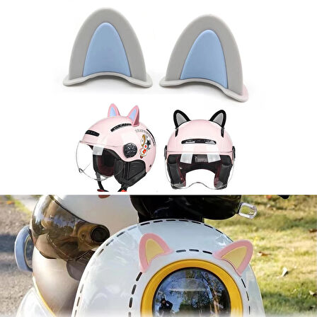 Microcase Motosiklet Kask Eşyalar İçin Sevimli DIY Yapışkanlı Karakter ve Parçalar Kedi Kulağı Seti - SİYAH-PEMBE AL5258