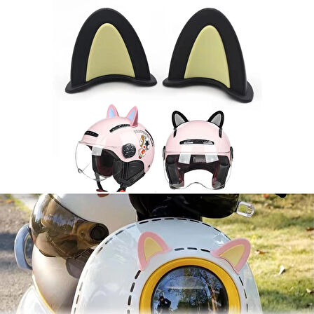 Microcase Motosiklet Kask Eşyalar İçin Sevimli DIY Yapışkanlı Karakter ve Parçalar Kedi Kulağı Seti - SİYAH-BEYAZ AL5258