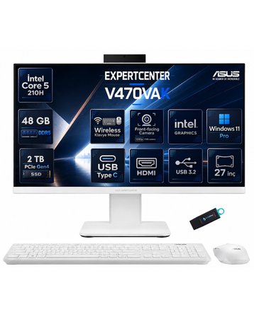 ASUS ExpertCenter P400 Intel Core 5 210H 48 GB DDR5 2 TB SSD 27'' Full HD Windows 11 Pro All-in-One Bilgisayar P470VAK-C516512W0DRNP19