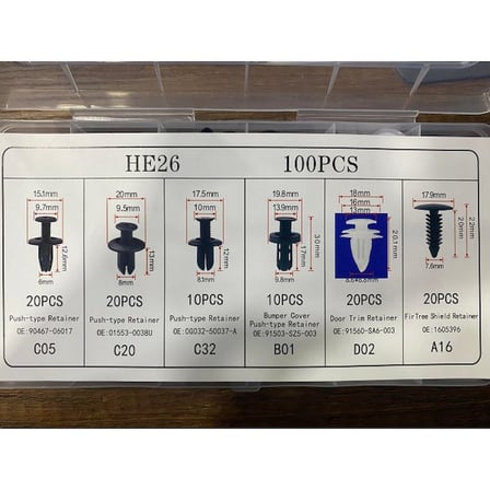 Otomotiv Parçası Araç Yenileme Taşıma Kutulu Oto Tampon Perçin Kapı Döşeme Trim Seti 100 Parça