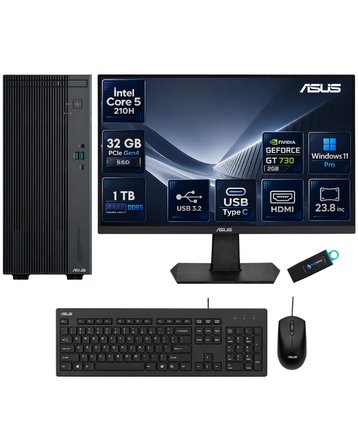 ExpertCenter P500MV Intel Core 5 210H 32 GB DDR5 1 TB SSD Nvidia GT730 Windows 11 Pro Masaüstü Bilgisayar + 23.8 İnç ASUS Monitör Hazır PC Seti P500C523GT730RNP14