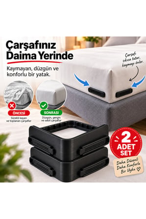 Çarşaf Sabitleyici – Lastikli Çarşaf Köşe Tutucu – Yatak Çarşaf Kaydırmaz Aparat - Çarşaf Nevresim Düzenleyici Görünmez Çarşaf Kilidi