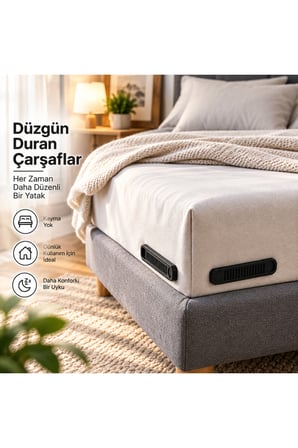 Çarşaf Sabitleyici – Lastikli Çarşaf Köşe Tutucu – Yatak Çarşaf Kaydırmaz Aparat - Çarşaf Nevresim Düzenleyici Görünmez Çarşaf Kilidi