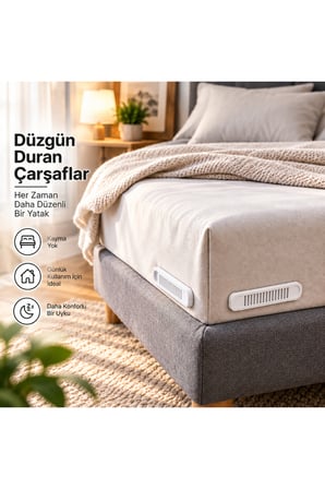 Çarşaf Sabitleyici – Lastikli Çarşaf Köşe Tutucu – Yatak Çarşaf Kaydırmaz Aparat - Çarşaf Nevresim Düzenleyici Görünmez Çarşaf Kilidi - Beyaz