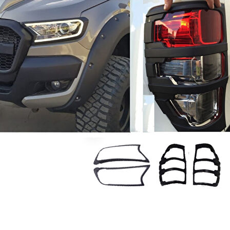 Ford Ranger 2015-2022 Far Stop Çerçeve Kaplama Siyah