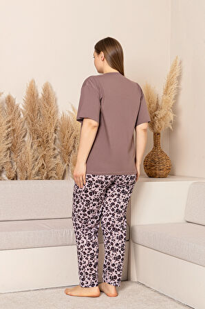 Nisanca %100 Pamuk  Büyük Beden Kısa Kol Kadın Pijama Takımı
