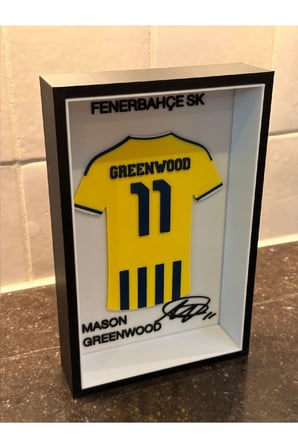 Fenerbahçe Mason Greenwood 11 3D Kabartmalı Çerçeveli Forma Tablo - Taraftar Hediyelik Masa Ve Duvar Dekoru