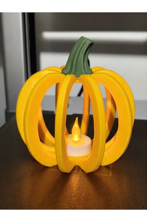 3D Baskı Delikli Balkabağı Fener Tealight Mumluk Sonbahar Cadılar Bayramı Dekoratif Şamdan Turuncu