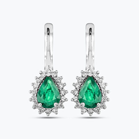 Pırlanta Zümrüt Küpe