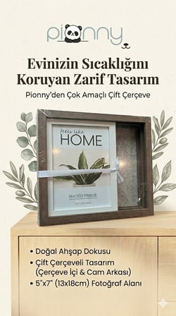 Pionny 2 Fotoğraflı Büyük Boy Sürgülü Dekoratif Ahşap Çerçeve 13x18 cm – Koyu Kahve