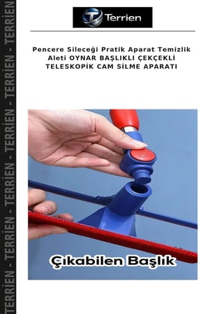 Pencere Sileceği Pratik Aparat Temizlik Aleti OYNAR BAŞLIKLI ÇEKÇEKLİ TELESKOPİK CAM SİLME APARATI