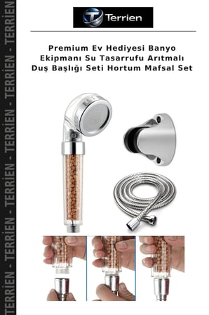 Premium Ev Hediyesi Banyo Ekipmanı Su Tasarrufu Arıtmalı Duş Başlığı Seti Hortum Mafsal Set