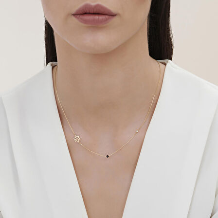 Pırlanta Spinel Taşlı Çiçek Kolye