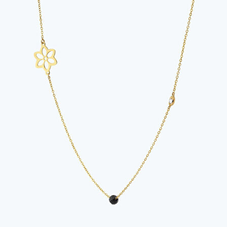 Pırlanta Spinel Taşlı Çiçek Kolye