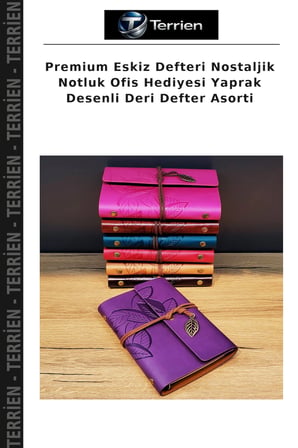 Premium Eskiz Defteri Nostaljik Notluk Ofis Hediyesi Yaprak Desenli Deri Defter Asorti