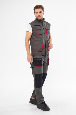 Orange Safety Gri Harman Karışımı Yelek Pantolon