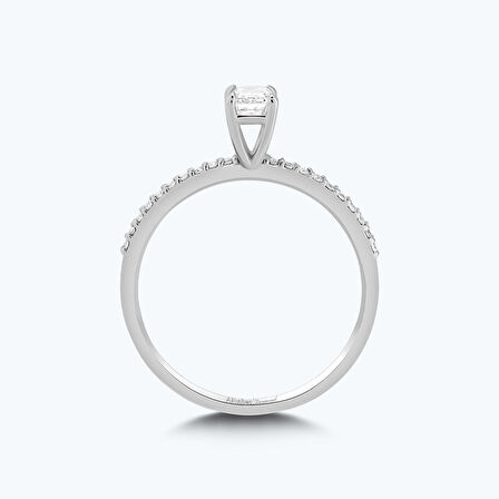 Pırlanta Kolları Taşlı Tektaş Yüzük