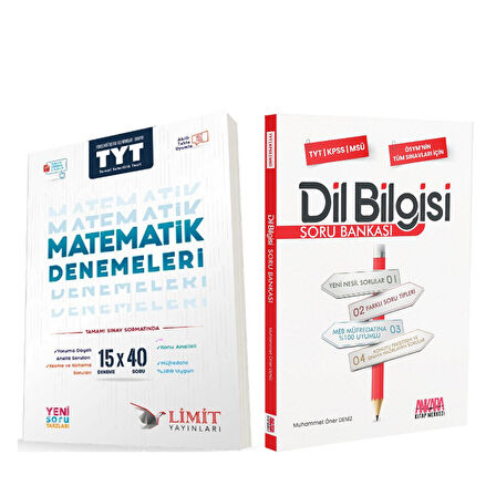 Limit Yayınları TYT Matematik 15x40 Denemeleri ve AKM Dil Bilgisi Soru Bankası Seti 2 Kitap