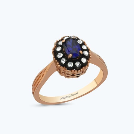 Elmas Safir Oval Yüzük