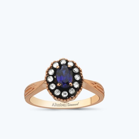 Elmas Safir Oval Yüzük