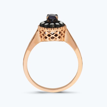 Elmas Safir Oval Yüzük