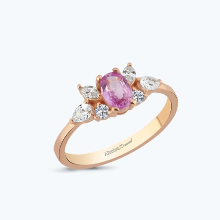Pırlanta Pembe Safir Oval Yüzük