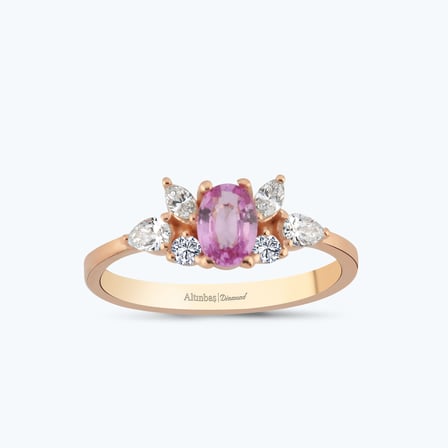 Pırlanta Pembe Safir Oval Yüzük