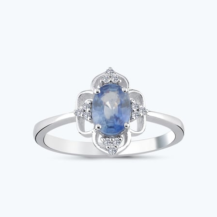 Pırlanta Safir Oval Yüzük