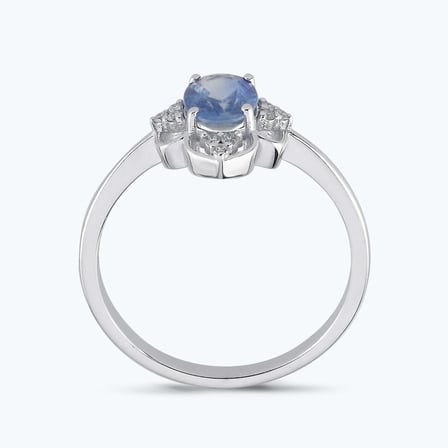 Pırlanta Safir Oval Yüzük