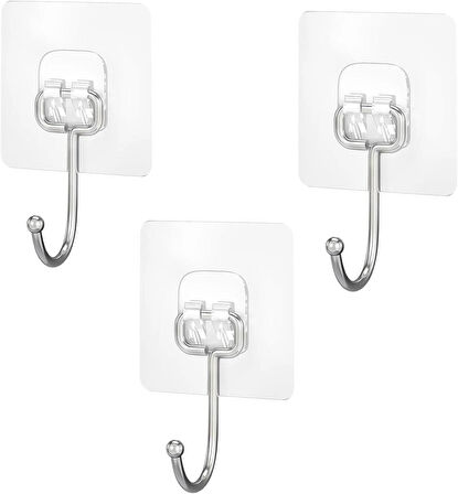 Microcase Güçlü Plastik Yapışkanlı Banyo Mutfak Eşya Havlu Vb Ürün Askılığı  AL4472 - ŞEFFAF 3 Adet