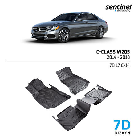 Mercedes C Class W205 (2014-2018) 7D Paspas Siyah