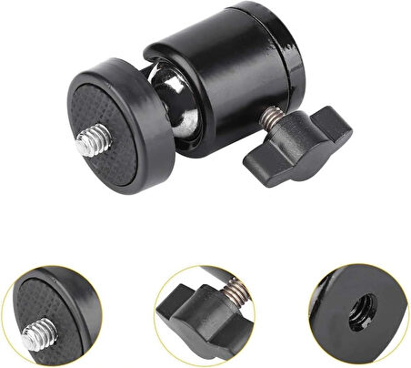 Microcase 360 Derece Ayarlanabilir Metal  3/8 Tripod Monopod Işık Standı Başlığı - AL4622 SİYAH