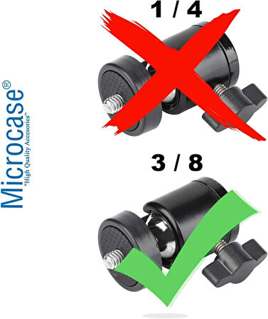 Microcase 360 Derece Ayarlanabilir Metal  3/8 Tripod Monopod Işık Standı Başlığı - AL4622 SİYAH