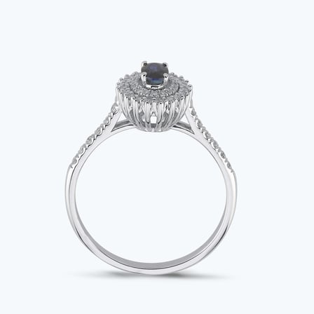 Pırlanta Safir Oval Yüzük