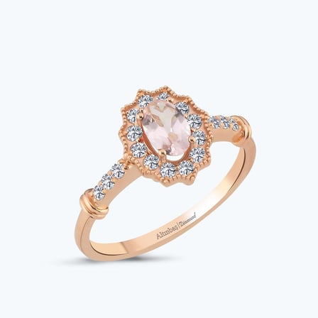 Pırlanta Morganite Taşlı Oval Yüzük