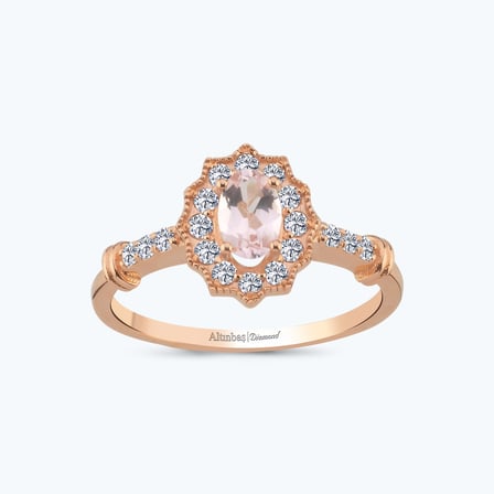 Pırlanta Morganite Taşlı Oval Yüzük