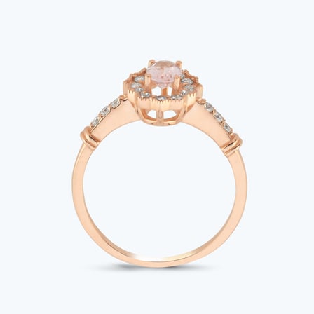 Pırlanta Morganite Taşlı Oval Yüzük