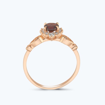 Pırlanta Garnet Taşlı Vintage Yüzük