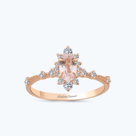 Pırlanta Morganite Taşlı Oval Yüzük