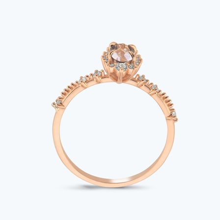 Pırlanta Morganite Taşlı Oval Yüzük
