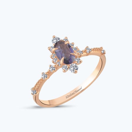 Pırlanta Topaz Oval Yüzük